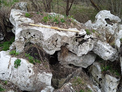 Kamenclub.ru: Выветренный известняк со мхом фр. 100-500 мм.  купить в Люберцах известняк серый белый зеленый валун известняковый крупный 10000 руб/т   фото КАМЕНЬ КЛУБ