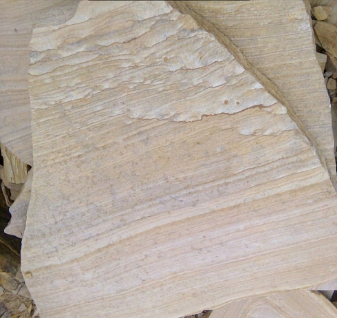 Kamenclub.ru: Песчаник пластушка желтый с рисунком (4-6 см)  купить в Люберцах плитняк пластушка желтый с рисунком песчаник 9 000 руб/м3   фото КАМЕНЬ КЛУБ