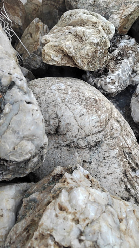 Kamenclub.ru: Кварцевый валунчик фр.100-300 мм.  купить в Люберцах кварц белый, бежевый молочный рыжий крупный природный камень галечник 7850 руб/т   фото КАМЕНЬ КЛУБ