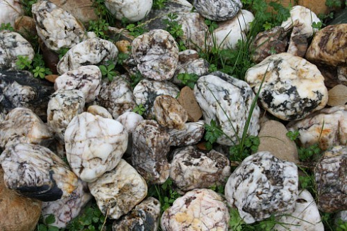 Kamenclub.ru: Кварцевый валунчик фр.100-300 мм.  купить в Люберцах кварц белый, бежевый молочный рыжий крупный природный камень галечник 7850 руб/т   фото КАМЕНЬ КЛУБ