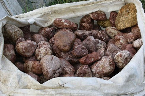 Kamenclub.ru: Розовый валунчик фр.100-300 мм.  купить в Люберцах крупный природный камень розовый, серый молочный красный речной галечник природный 7850 руб/т   фото КАМЕНЬ КЛУБ